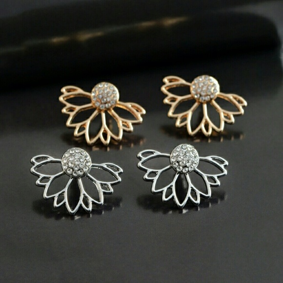 Crystal Flower Earrings - Picture 2 of 5